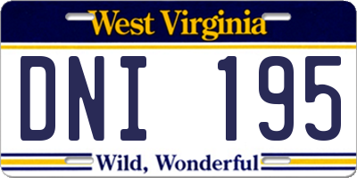 WV license plate DNI195