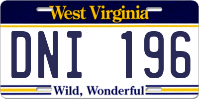 WV license plate DNI196