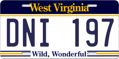 WV license plate DNI197