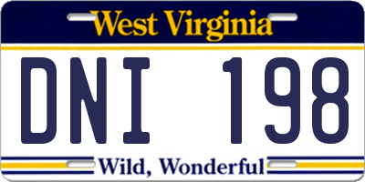 WV license plate DNI198
