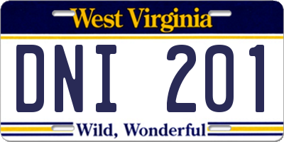 WV license plate DNI201