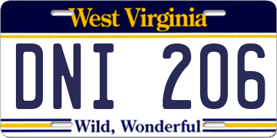 WV license plate DNI206