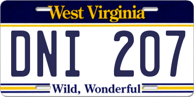 WV license plate DNI207