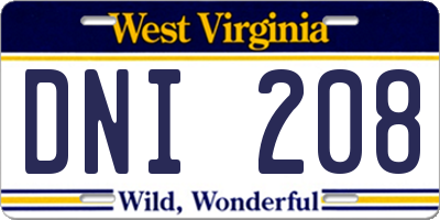 WV license plate DNI208