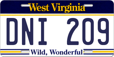 WV license plate DNI209