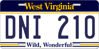 WV license plate DNI210