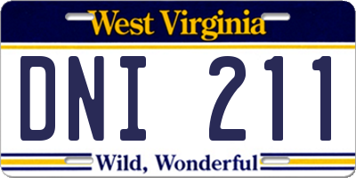 WV license plate DNI211