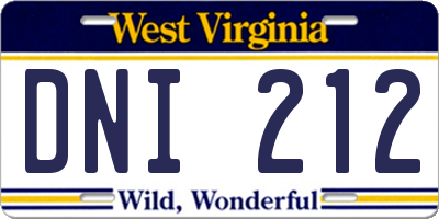 WV license plate DNI212