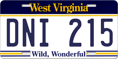 WV license plate DNI215