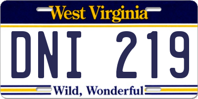 WV license plate DNI219