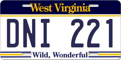 WV license plate DNI221