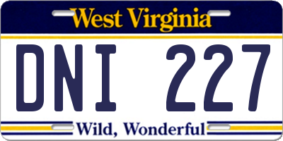 WV license plate DNI227