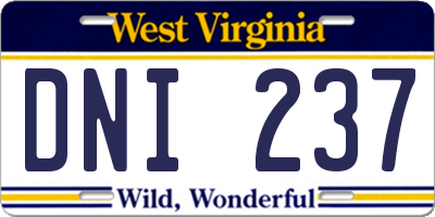 WV license plate DNI237