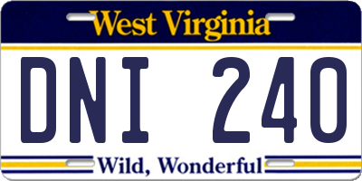 WV license plate DNI240