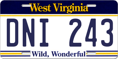 WV license plate DNI243