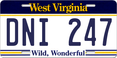 WV license plate DNI247