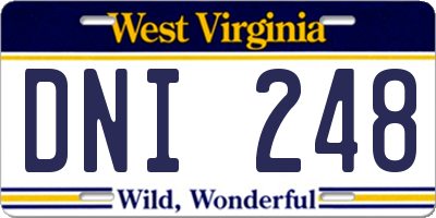 WV license plate DNI248