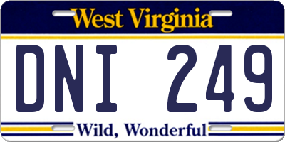 WV license plate DNI249