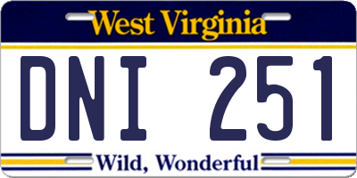 WV license plate DNI251