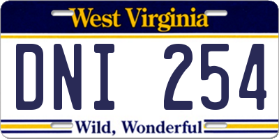 WV license plate DNI254