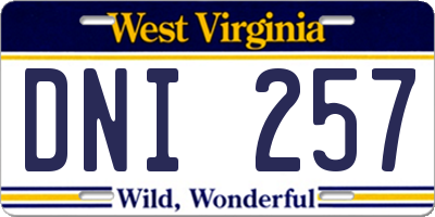 WV license plate DNI257