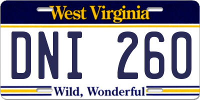 WV license plate DNI260