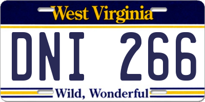 WV license plate DNI266
