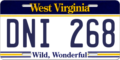 WV license plate DNI268