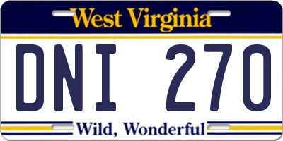 WV license plate DNI270