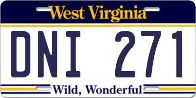 WV license plate DNI271