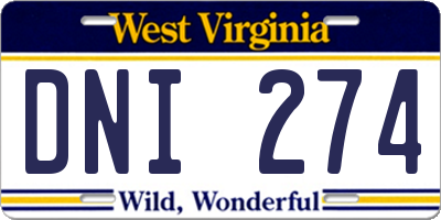 WV license plate DNI274