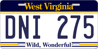 WV license plate DNI275