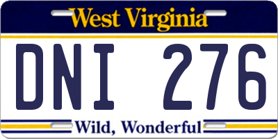 WV license plate DNI276
