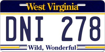 WV license plate DNI278
