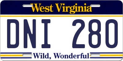 WV license plate DNI280