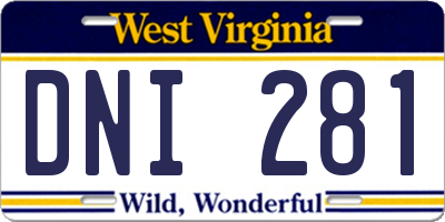 WV license plate DNI281