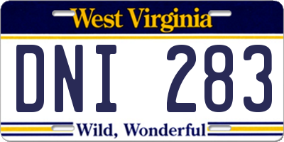WV license plate DNI283