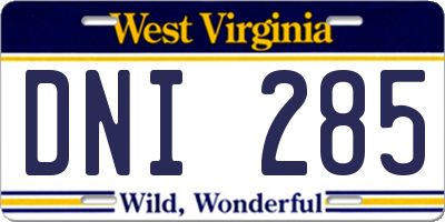 WV license plate DNI285