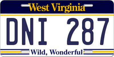 WV license plate DNI287