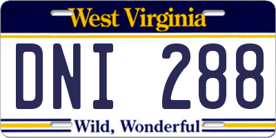 WV license plate DNI288