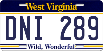 WV license plate DNI289