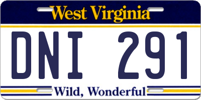 WV license plate DNI291