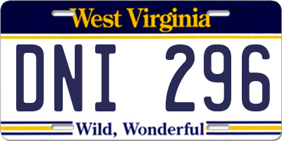 WV license plate DNI296