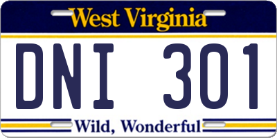 WV license plate DNI301