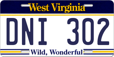 WV license plate DNI302