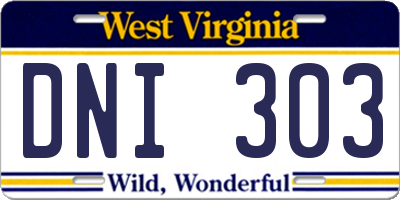 WV license plate DNI303