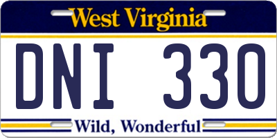 WV license plate DNI330