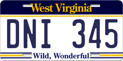 WV license plate DNI345