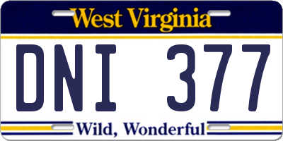WV license plate DNI377