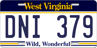 WV license plate DNI379